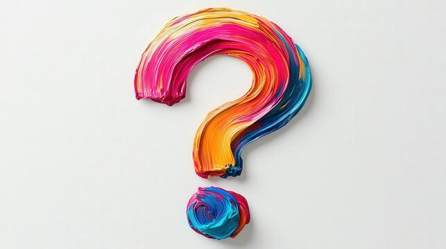 Colorful Swirling Question Mark, a vibrant representation of curiosity and imagination, where hues blend to evoke a sense of creativity and endless possibilities.