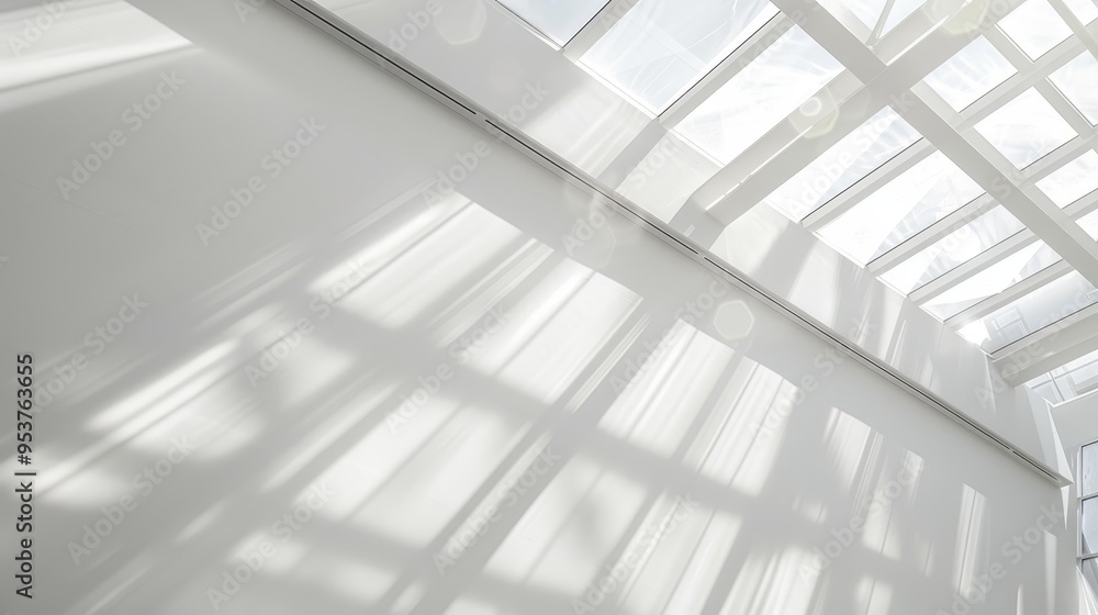 Canvas Prints Skylight with sunlight casting shadows on a white wall, creating a pattern of light and dark lines