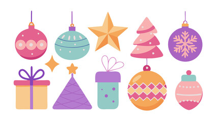 set of christmas decorations