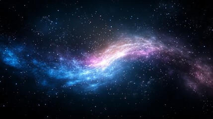 Obraz premium A stunning cosmic swirl of vibrant colors in deep space, featuring an ethereal blend of blue and pink hues against the starry backdrop.