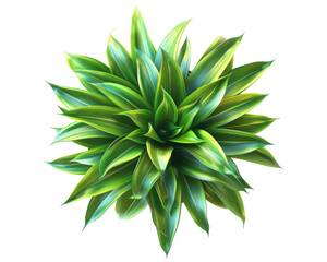 A vibrant, stylized depiction of a lush green plant with pointed leaves.