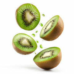 Fototapeta premium kiwi fruit flying on white background