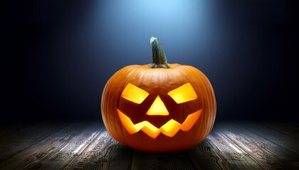 Halloween pumpkin shines in the darkness, scary, spooky 