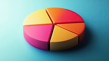 Obraz premium A pie chart with vibrant segments showcasing market share distribution on a sleek, modern background.
