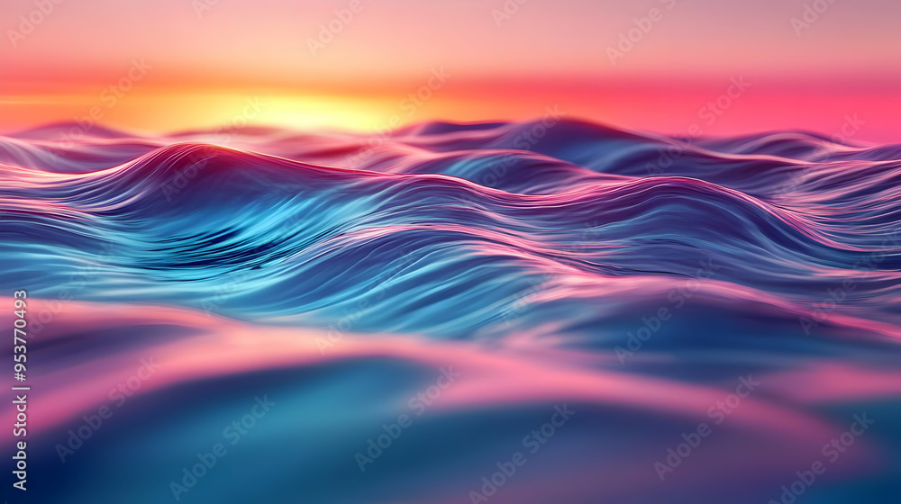 Poster abstract background with colorful wavy lines resembling water.