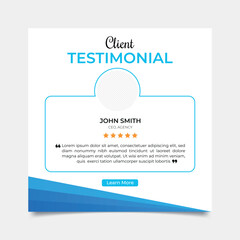 Client feedback or customer testimonial social media post design template.