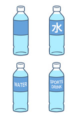 水とスポーツドリンクが入ったペットボトル