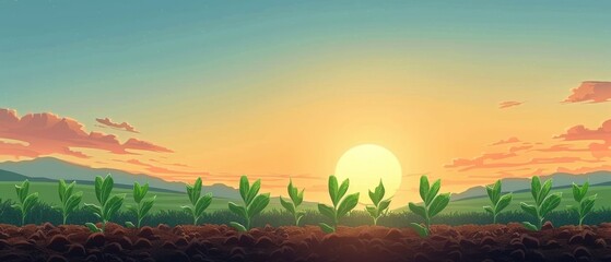 Precision planting techniques, sustainable and efficient farming, flat design illustration