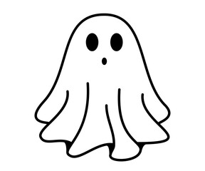 Ghost surprised icon. Cute ghost character. Funny Ghost sign. Design element for logo, badges, banners, labels, posters