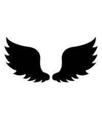 Wings clip art design for T-shirts and apparel, holiday text design on plain white background for card, shirt, hoodie, sweatshirt, apparel, tag, mug, icon, poster or badge