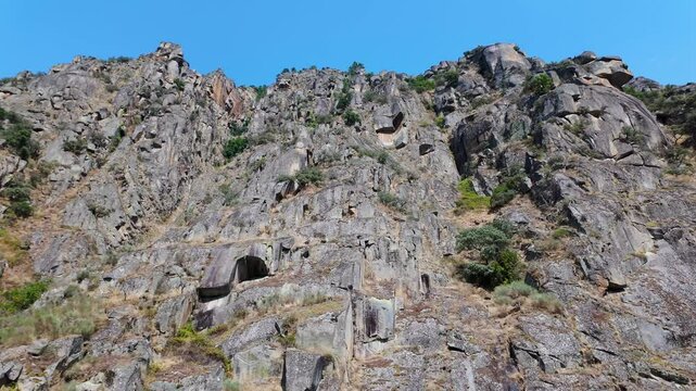 Impressive rock formation in the canyon of the river Sil, Galicia, Spain.