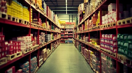 Aisle of Products in a Warehouse