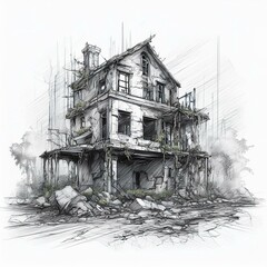 sketch of an old house