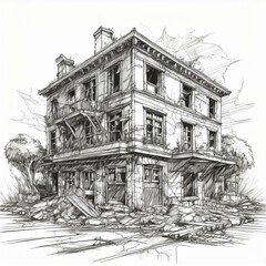 sketch of the old house