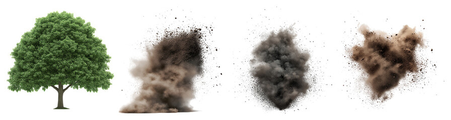 Tree and Dust Explosions in Dark Background