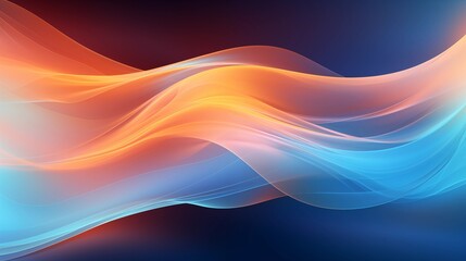 Abstract Digital Technology Background with Wavy Lines and Glowing Light in Orange and Blue Gradient on a Dark Color Palette, High-Quality 8K Resolution Wallpaper