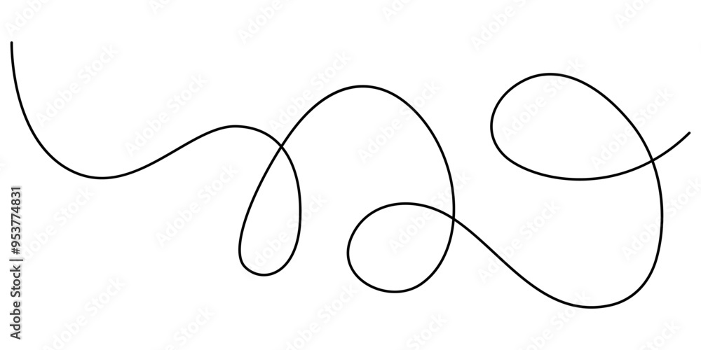 Wall mural squiggle line design element. curved line design. isolated on white background. vector illustration.