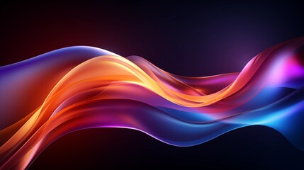 Abstract Digital Technology Background with Wavy Lines and Glowing Light in Orange and Blue Gradient on a Dark Color Palette, High-Quality 8K Resolution Wallpaper
