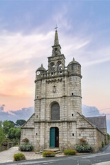 Obraz premium The city of Lezardrieux in Brittany, Saint-Jean-Baptiste church, beautiful monument.