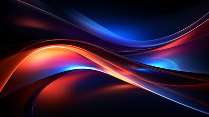 Abstract Digital Technology Background with Wavy Lines and Glowing Light in Orange and Blue Gradient on a Dark Color Palette, High-Quality 8K Resolution Wallpaper