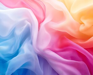 Obraz premium Rainbow silk Flowing pastel fabric waves in soft shapes, detailed texture