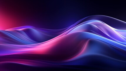 Fototapeta premium Mysterious Dark Purple Background with Colorful Flowing Light Lines and Gradient Waves, Futuristic Technology Design for Graphic Backgrounds and Wallpaper
