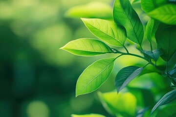 Nature of green leaf in garden at summer. Natural green leaves plants using as spring background cover page greenery environment ecology lime green wallpaper with ai