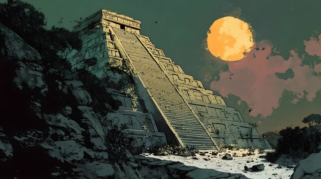 AZTEC PYRAMID. BACKGROUND. WALLPAPER 