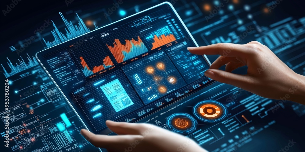 Aufkleber Advanced Data Analysis on a Futuristic Tablet Interface
