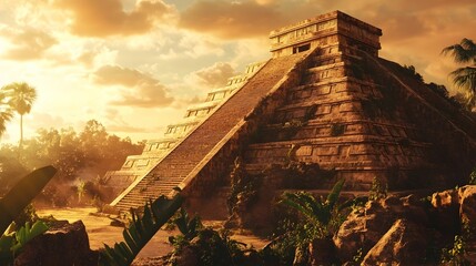 AZTEC PYRAMID. BACKGROUND. WALLPAPER 