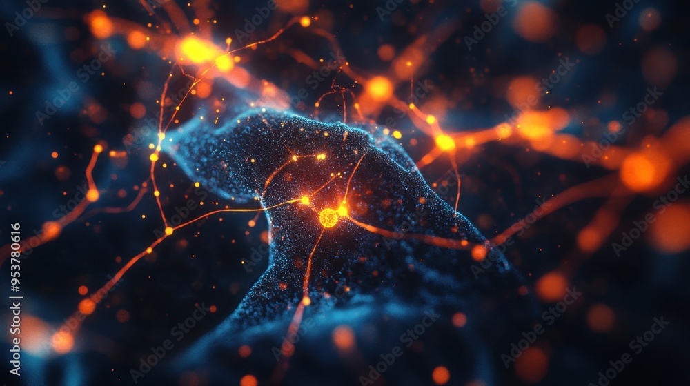 Aufkleber neuronal pathways and synaptic connections glowing in a web of communication. ideal for neuroscience