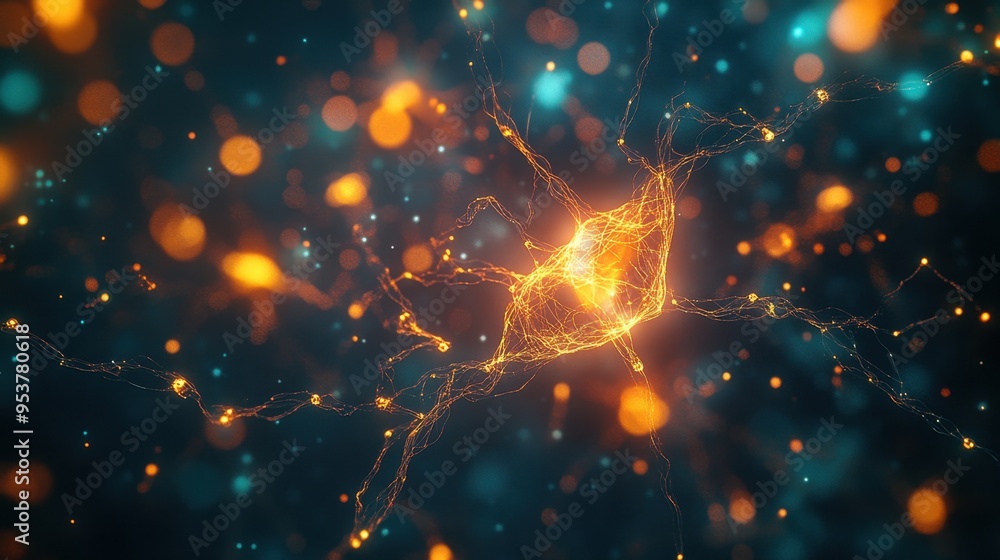 Aufkleber neuronal pathways and synaptic connections glowing in a web of communication. ideal for neuroscience