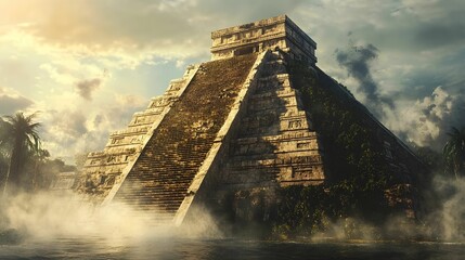 AZTEC PYRAMID. BACKGROUND. WALLPAPER 