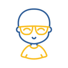 Portrait of a young bald man in stylish glasses