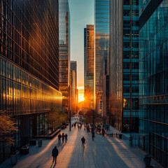 Evening Glow: City Under Sunset's Caress
