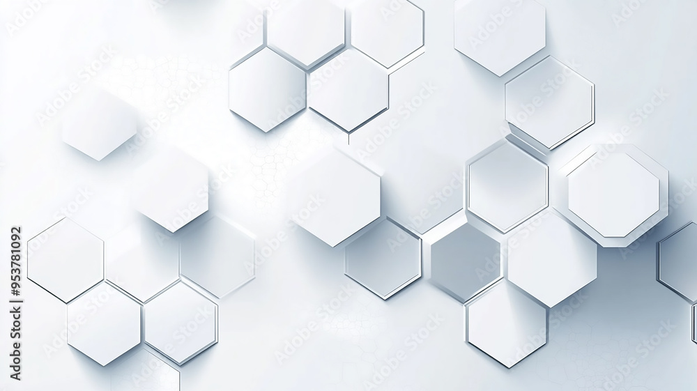 Poster white background with hexagon pattern