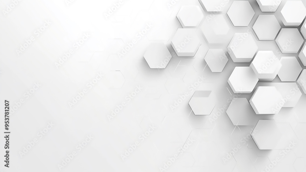 Poster white background with hexagon pattern