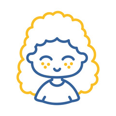 Woman girl with curly hairstyle vector icon