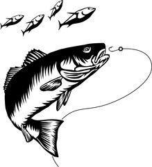 Fishing Bait Logo Of Red Drum