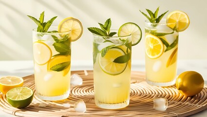 Fototapeta premium Refreshing Citrus Drinks with Ice