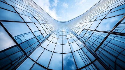 Obraz premium Abstract View of a Curved Glass Building Facade