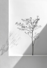 Elegant Plants Showcase on Minimalism White Backdrop: Capturing Vitality and Radiant Beauty, Graphic Resources, Wallpapers, illustration,