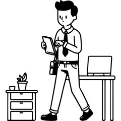 Businessman Walking Away From His Desk.