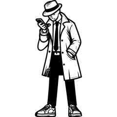 Man in Fedora Using a Smartphone.