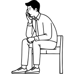 Man Sitting On A Chair Talking On The Phone.