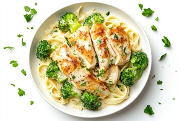 Creamy Chicken Pasta with Broccoli and Parsley