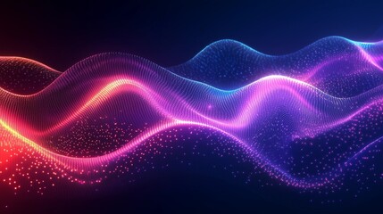 Fototapeta premium Mysterious Dark Purple Background with Colorful Flowing Light Lines and Gradient Waves, Futuristic Technology Design for Graphic Backgrounds and Wallpaper