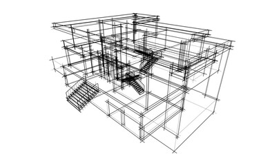 architectural sketch of a house