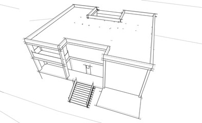 architectural sketch of a house