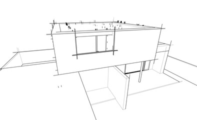 architectural sketch of a house